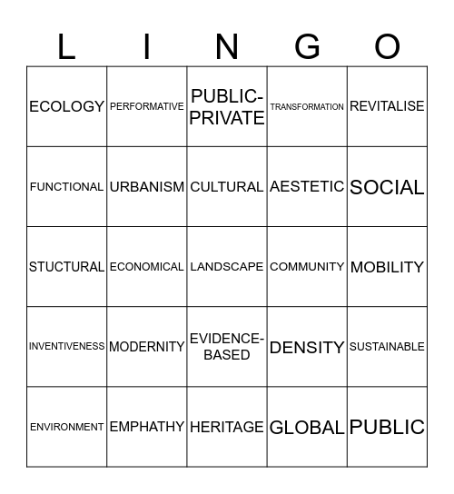 National University of Singapore (NUS) Bingo Card