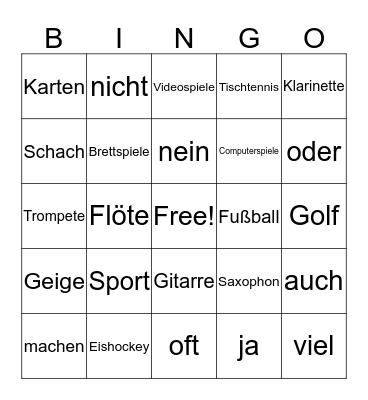 Spiel und Spaß Bingo Card