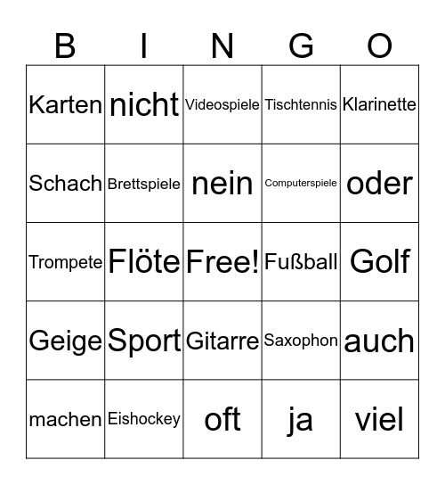 Spiel und Spaß Bingo Card