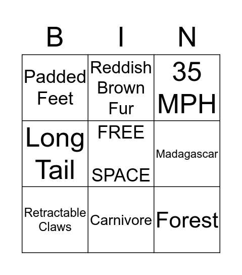 FOSSA BINGO Card