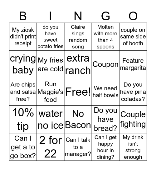 Server Bingo Card