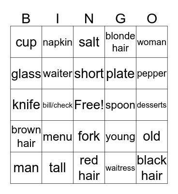 Spanish 1 Bingo Card