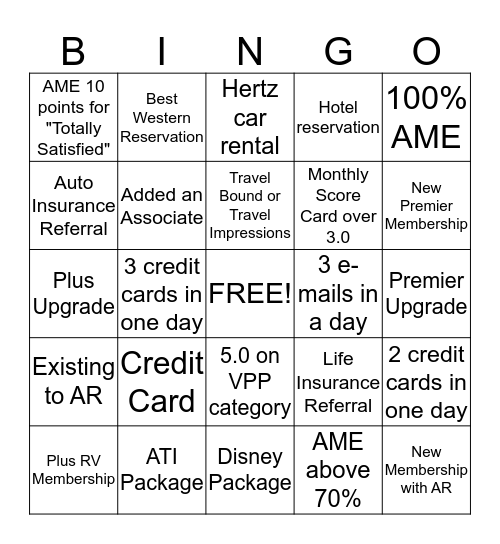 AAA Mid Atlantic Timonium Retail Bingo  Bingo Card