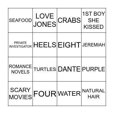 TRACY Bingo Card