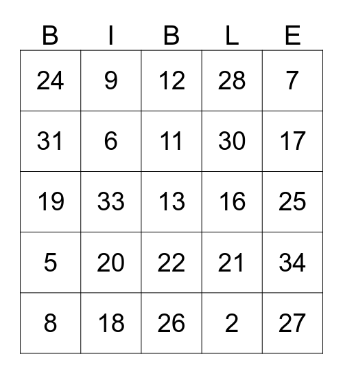 MY BIBLE SCRIPTURE Bingo Card