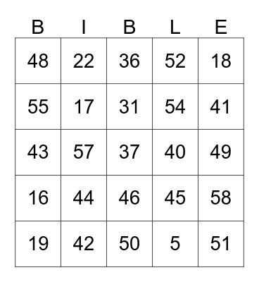 MY BIBLE SCRIPTURE Bingo Card