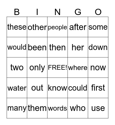 2nd GRADE LIST 1 (51-100) Bingo Card
