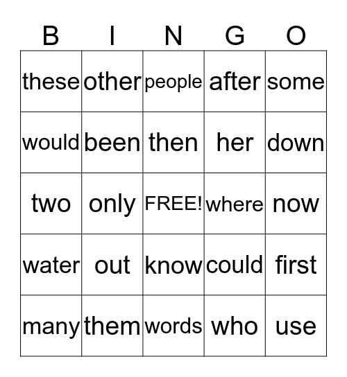2nd GRADE LIST 1 (51-100) Bingo Card
