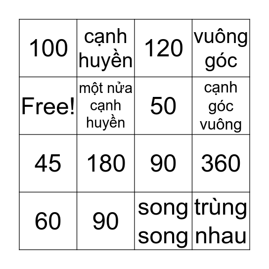 Bingo for Math Bingo Card