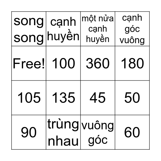 Math is fun Bingo Card