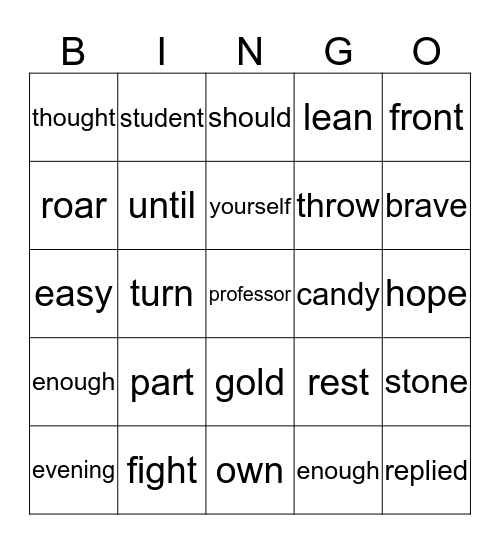 Second Grade PALS QC 5  Bingo Card