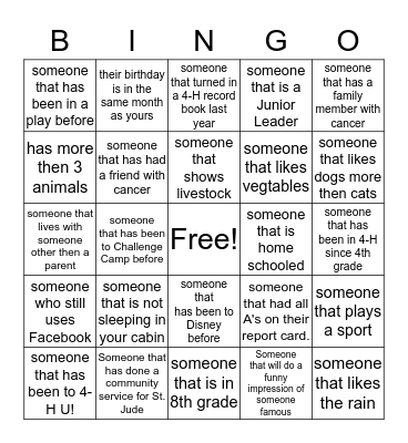 Human Bingo Card