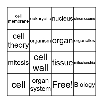 Cells Bingo Card