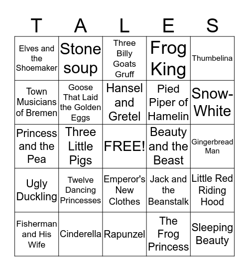 Fairy Tales Bingo Card