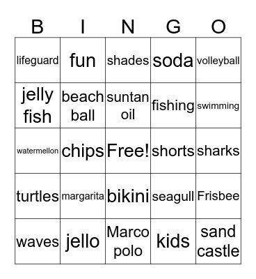 Summertime Bingo Card