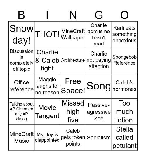 AP English Bingo Card