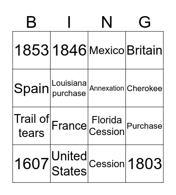 MANIFEST DESTINY Bingo Card