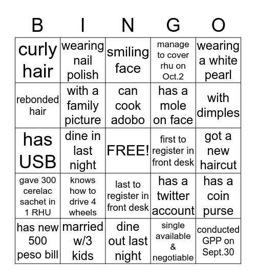 HUMAN BINGO Card