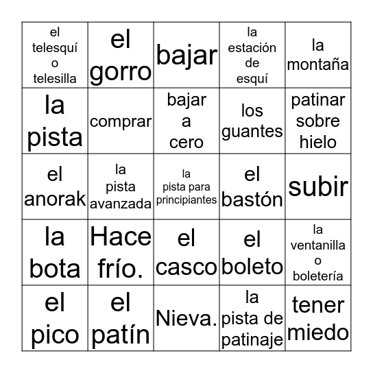 Capítulo 2 - El invierno Bingo Card