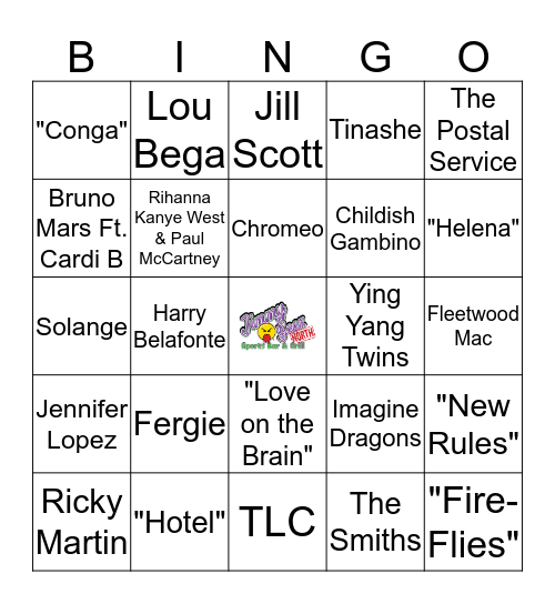 Jimmy Geez Music Bingo Card