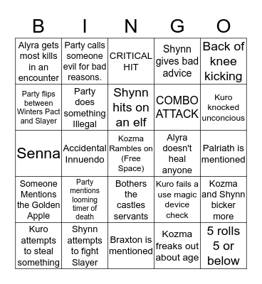 Golden Apples Bingo Card