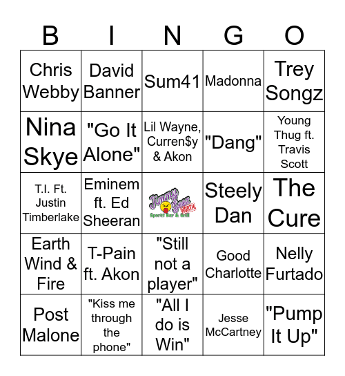 Jimmy Geez Music Bingo Card