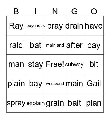Ch. 3 Phonics for Reading BINGO Card