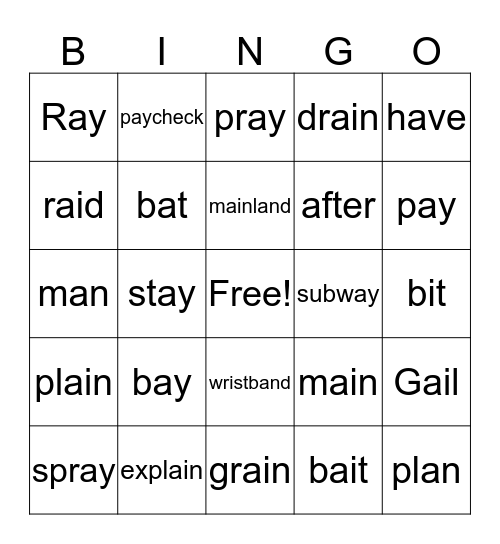 Ch. 3 Phonics for Reading BINGO Card