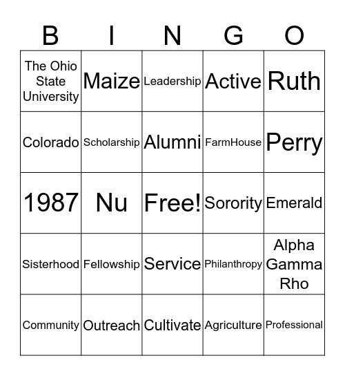 Sigma Alpha Bingo! Bingo Card