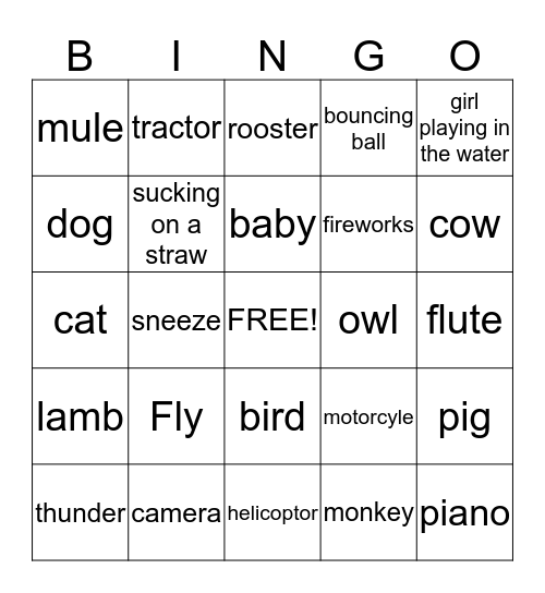 sound Bingo Card