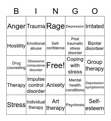 Coping with Stress Bingo Card