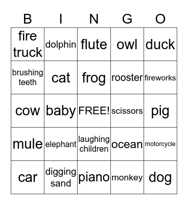 Sound Bingo Card