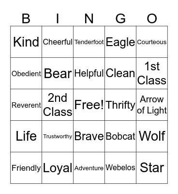 Scout Bingo Card