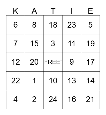 Falling In Love Bingo Card