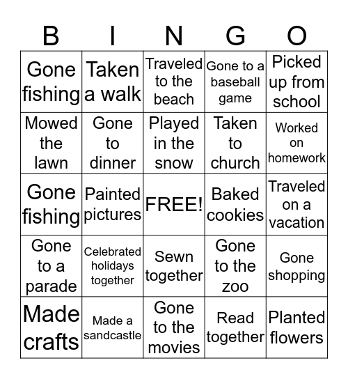 Grandparent's Day Bingo! Bingo Card