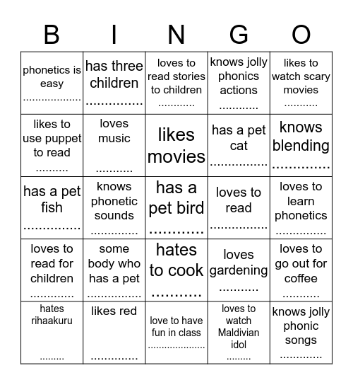 find about your friends  Bingo Card