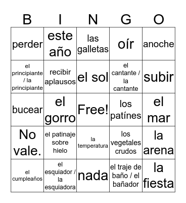 ¡Así se dice - 2! - Repaso F - en español Bingo Card