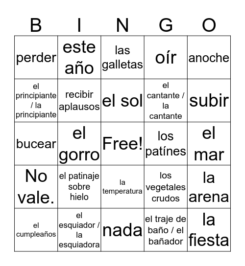 ¡Así se dice - 2! - Repaso F - en español Bingo Card