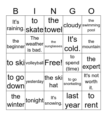 ¡Así se dice - 2! - Repaso F - in English Bingo Card