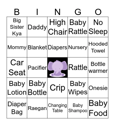 Baby Shower Bingo Card
