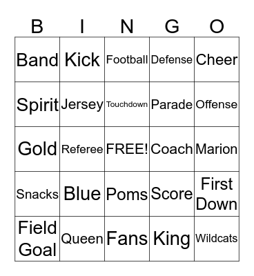 MARION WILDCAT Bingo Card