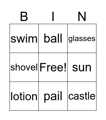 Beach Bingo Card