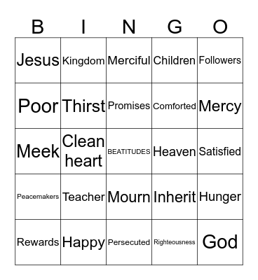 "BE"-ATTITUDES  Bingo Card