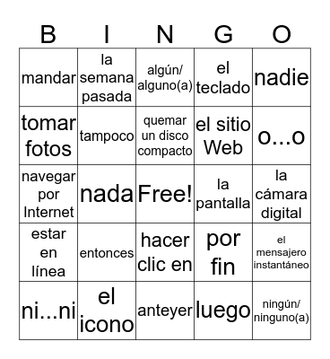 7.1 Vocabulary Bingo Card