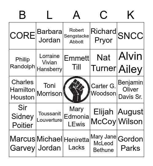 Black History Bingo  Bingo Card