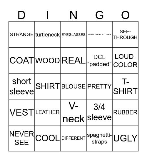 SN, Unit 7 Vocabulary (3) Bingo Card