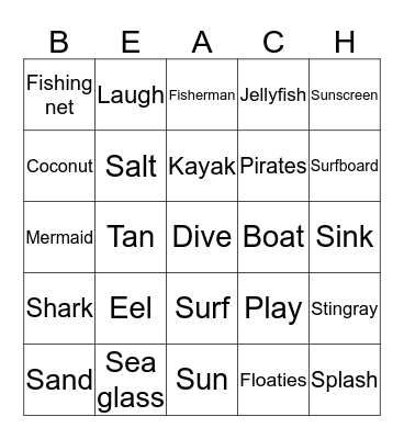 BEACH PARTY BINGO Card