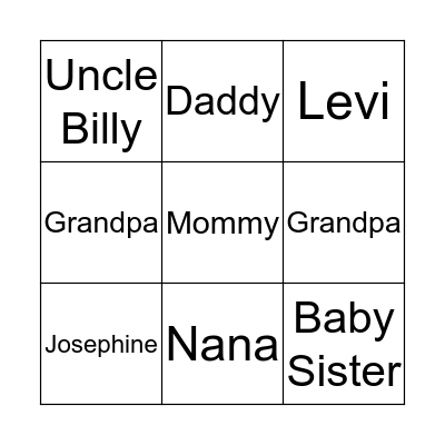 Family Bingo Card
