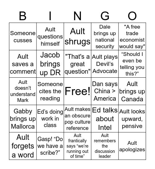 TGM 498 Bingo Card