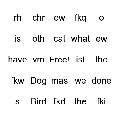 Animal Behavior Bingo Card